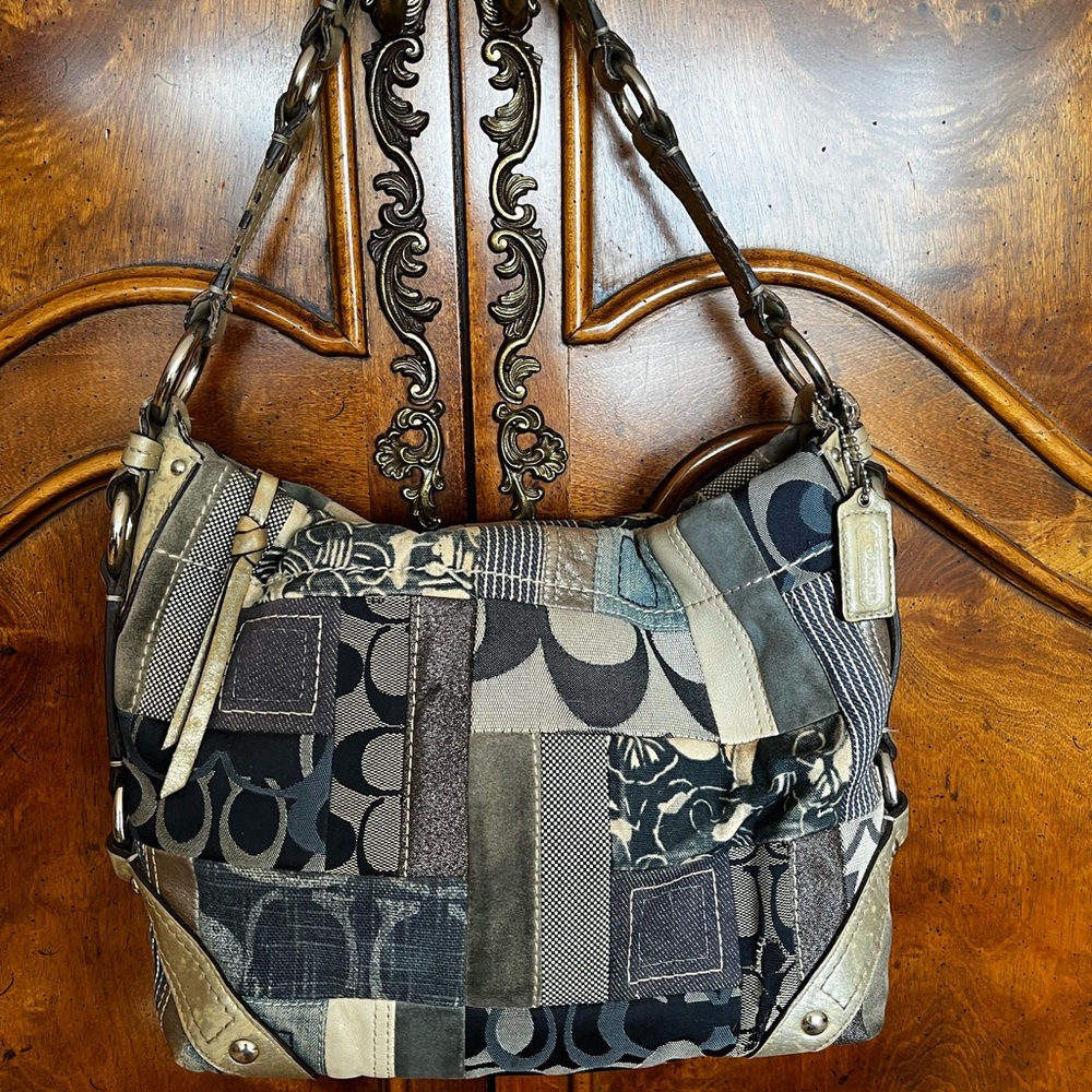 Coach 90s 2k denim patchwork purse- good condition